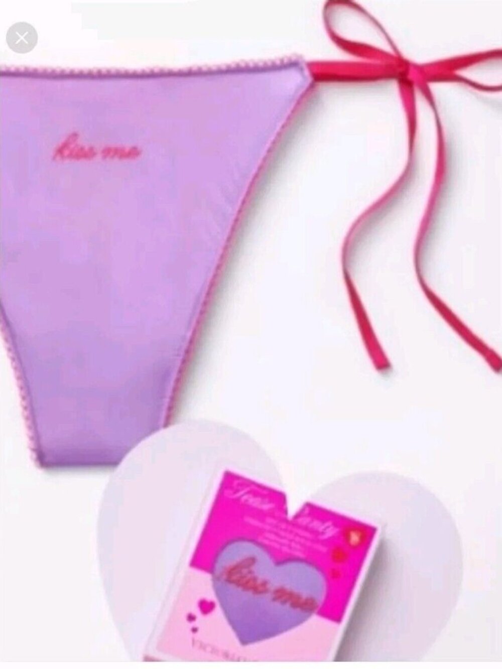 Valentine Purple Side-Tie V-String Victoria's Secret Tease Kiss Me Panty purple